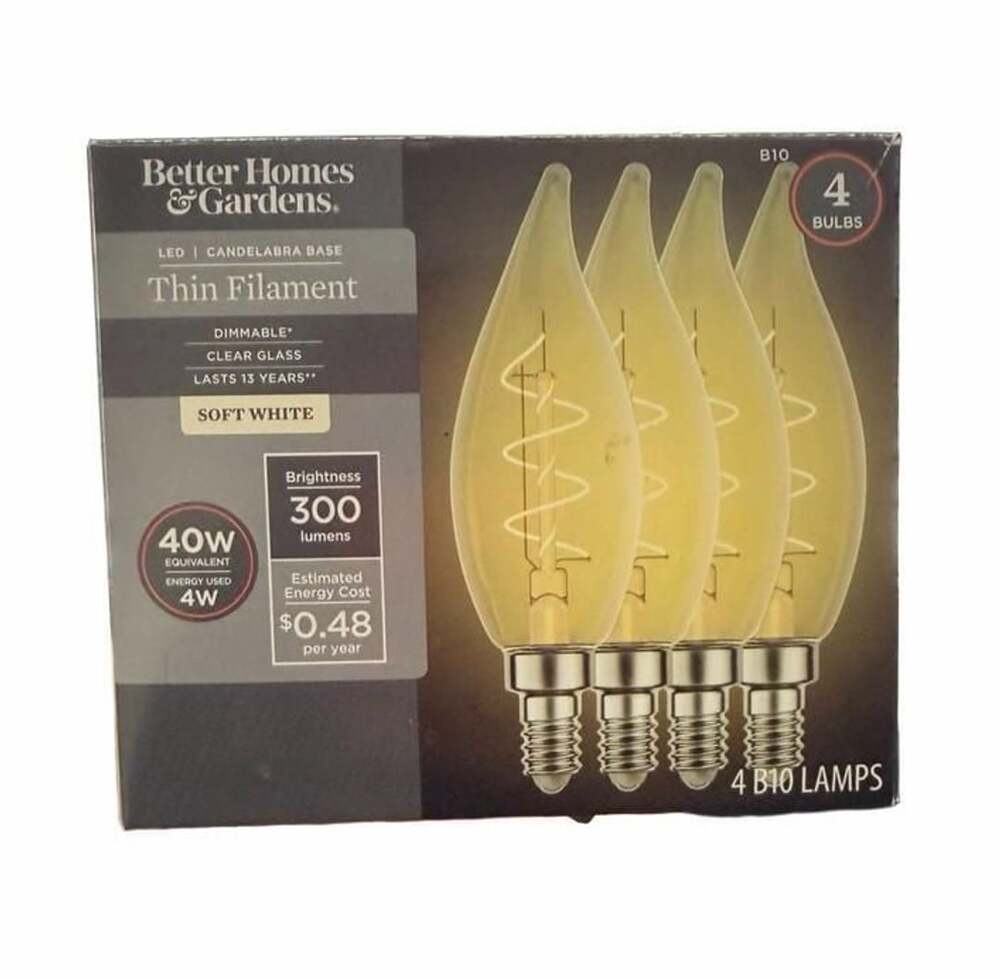 Better Homes & Gardens B10 LED Thin Filament Light Bulbs 4 Pack Soft White